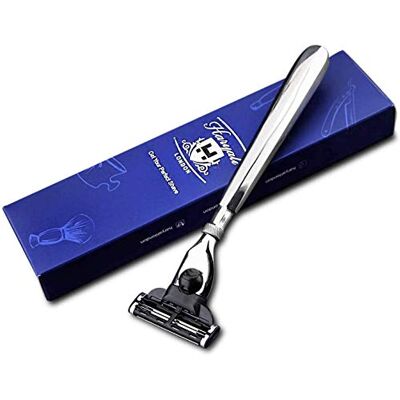 Haryali London , Rasoir à 3 lames pour homme Superbe rasoir noir fabriqué à la main en acier inoxydable allemand à trois lames Haryali London , Rasoir à 3 lames pour homme Superbe rasoir noir fabriqué à la main en acier inoxydable allemand à trois lames