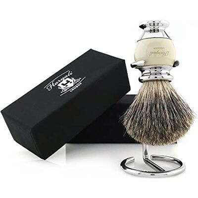 Haryali London Blaireau de rasage – Super blaireau – Design élégant et unique – Blaireau de rasage en poils de blaireau – avec une couleur blanche élégante – Un complément parfait à votre kit de Haryali London Blaireau de rasage – Super blaireau – Design élégant et unique – Blaireau de rasage en poils de blaireau – avec une couleur blanche élégante – Un complément parfait à votre kit de