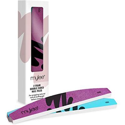 MYLEE Lime à ongles en mousse à double grain 100/180, Pack de 2 -Manucures de qualité, Adapté à l'acrylique, aux ongles naturels et au retrait du vernis gel, Préparation, mise en forme et réparation MYLEE Lime à ongles en mousse à double grain 100/180, Pack de 2 -Manucures de qualité, Adapté à l'acrylique, aux ongles naturels et au retrait du vernis gel, Préparation, mise en forme et réparation