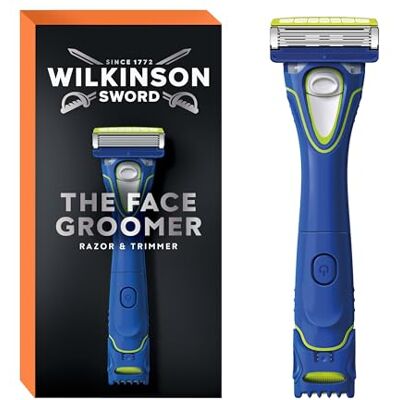 Wilkinson Sword The Face Groomer rasoir pour homme, 1 recharge Rasoir et tondeuse à barbe 2-en-1 pour homme, pour définir, raser et tailler, 4 longueurs réglables, 1 rasoir, 1 recharge Wilkinson Sword The Face Groomer rasoir pour homme, 1 recharge Rasoir et tondeuse à barbe 2-en-1 pour homme, pour définir, raser et tailler, 4 longueurs réglables, 1 rasoir, 1 recharge