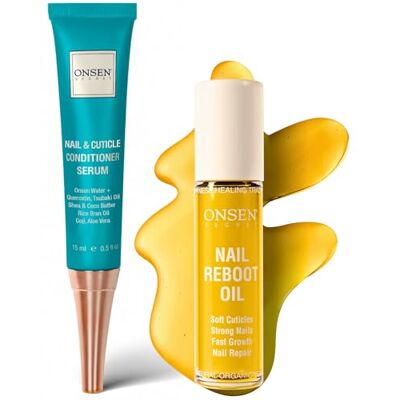 ONSEN Secret Nail Reboot Duo Treatment for Damaged Nails Natural Nail Care & Cuticle Repair Visible Results For Perfect Nails, Cuticle Cream 15ml & Nail Cuticle Oil 10ml ONSEN Secret Nail Reboot Duo Treatment for Damaged Nails Natural Nail Care & Cuticle Repair Visible Results For Perfect Nails, Cuticle Cream 15ml & Nail Cuticle Oil 10ml