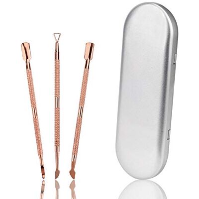 MengH-SHOP Pousse Cuticules Metal Acier Inoxydable Pousse-cuticules Triangulaires Cuticule Coupe Repousse Pousse Pusher Spatule Outils pour Ongles 3 Pièces (Or Rose) MengH-SHOP Pousse Cuticules Metal Acier Inoxydable Pousse-cuticules Triangulaires Cuticule Coupe Repousse Pousse Pusher Spatule Outils pour Ongles 3 Pièces (Or Rose)