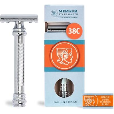 MERKUR Rasoir 38C Barber Pole chromé brillant Rasoir deux pièces à coupe droite Peigne fermé Idéal pour le rasage humide Zinc moulé sous pression Manche en laiton Fabriqué en Allemagne MERKUR Rasoir 38C Barber Pole chromé brillant Rasoir deux pièces à coupe droite Peigne fermé Idéal pour le rasage humide Zinc moulé sous pression Manche en laiton Fabriqué en Allemagne