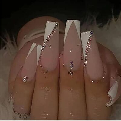 Carufin 24 PCS Faux Ongles Acrylique Brillant Cristal Artificiel Appuyez sur Ongles Ballet Femmes Filles (rose 1) Carufin 24 PCS Faux Ongles Acrylique Brillant Cristal Artificiel Appuyez sur Ongles Ballet Femmes Filles (rose 1)