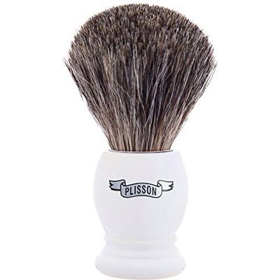 PLISSON Blaireau Pur Gris Blanc Nacré Poil Naturel Gris Taille 12 PLISSON Blaireau Pur Gris Blanc Nacré Poil Naturel Gris Taille 12