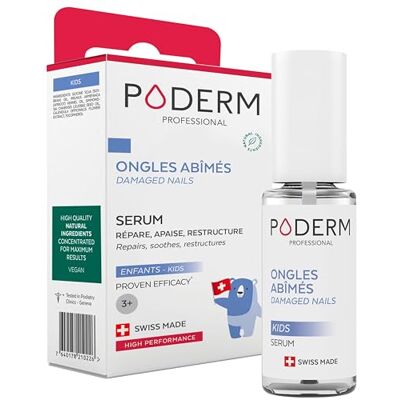 PODERM SOIN ONGLES FRAGILISÉS ENFANTS & BÉBÉS Répare, restructure et apaise Pour les enfants dès 3 mois Utilisé par les podologues Fabriqué en Suisse PODERM SOIN ONGLES FRAGILISÉS ENFANTS & BÉBÉS Répare, restructure et apaise Pour les enfants dès 3 mois Utilisé par les podologues Fabriqué en Suisse