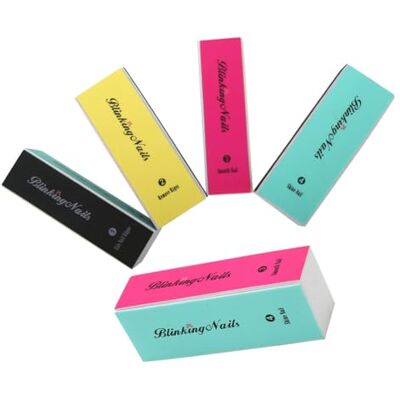 BlinkingNails Lot de 5 polissoirs à ongles 4 voies pour enlever et lisser les ongles 4 étapes Mini lime à ongles naturelle Pour manucure professionnelle ou salon de manucure BlinkingNails Lot de 5 polissoirs à ongles 4 voies pour enlever et lisser les ongles 4 étapes Mini lime à ongles naturelle Pour manucure professionnelle ou salon de manucure