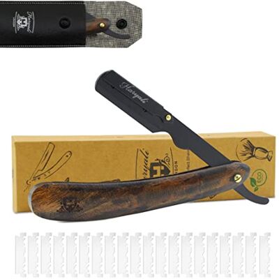 Haryali London Ensemble de rasoir avec manche en bois + 10 lames interchangeables Couteau à barbe homme Rasoir professionnel humide Haryali London Ensemble de rasoir avec manche en bois + 10 lames interchangeables Couteau à barbe homme Rasoir professionnel humide