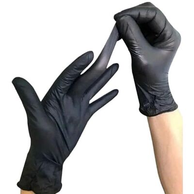 PBHOVIITG Gants jetables en nitrile noirs, lot de 10/20/30/50/100/200 pièces, sans poudre, for tatouage, manucure, nettoyage salon, vêtements(30 PCS,M-23x10cm) PBHOVIITG Gants jetables en nitrile noirs, lot de 10/20/30/50/100/200 pièces, sans poudre, for tatouage, manucure, nettoyage salon, vêtements(30 PCS,M-23x10cm)