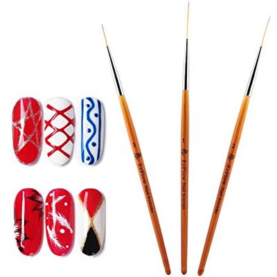 Sharainn Nail Liner Brush, 3Pcs Nail Art Dessin Ligne Brosse Nail Art Stylo Fine Fabrication Utilisé Sur Dessin De Lignes, Détails Fins, Fleurs, Motifs Sharainn Nail Liner Brush, 3Pcs Nail Art Dessin Ligne Brosse Nail Art Stylo Fine Fabrication Utilisé Sur Dessin De Lignes, Détails Fins, Fleurs, Motifs
