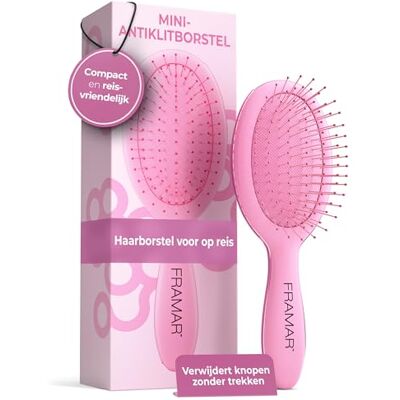 FRAMAR Mini Haarborstel Ontwarrer – Mini Borstel Voor Haar, Kleine Reis Haarborstel Voor Vrouwen, Compact Voor Reizen, Vermindert Haarbreuk, Geschikt Voor Alle Haartypes – Roze FRAMAR Mini Haarborstel Ontwarrer – Mini Borstel Voor Haar, Kleine Reis Haarborstel Voor Vrouwen, Compact Voor Reizen, Vermindert Haarbreuk, Geschikt Voor Alle Haartypes – Roze