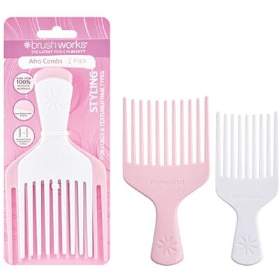 Brushworks Lot de 2 peignes afro pour cheveux épais, bouclés et texturés Grands et petits peignes pour le volume, le lifting des racines et la définition des boucles Dents arrondies Fabriqué à Brushworks Lot de 2 peignes afro pour cheveux épais, bouclés et texturés Grands et petits peignes pour le volume, le lifting des racines et la définition des boucles Dents arrondies Fabriqué à