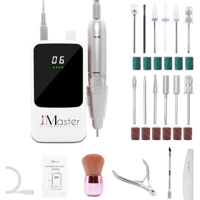 JCMASTER Ponceuse à ongles professionnelle 35 000 tr/min Lime à ongles électrique portable pour ongles en gel et acrylique Avec batterie rechargeable Avec 12 embouts Commande par bouton JCMASTER Ponceuse à ongles professionnelle 35 000 tr/min Lime à ongles électrique portable pour ongles en gel et acrylique Avec batterie rechargeable Avec 12 embouts Commande par bouton