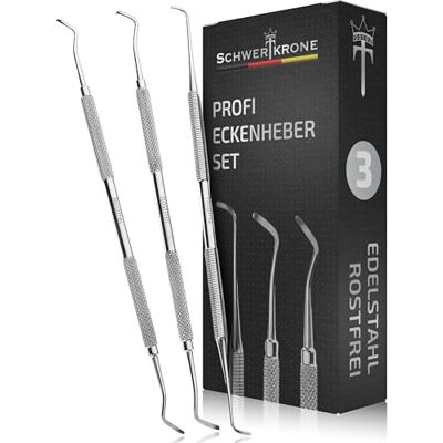 Schwertkrone Kit Manucure/Pédicure 3 Pièces Haltères Professionnelles de Coin d'Ongles Acier Inoxydable, Stérilisable et Double Face Schwertkrone Kit Manucure/Pédicure 3 Pièces Haltères Professionnelles de Coin d'Ongles Acier Inoxydable, Stérilisable et Double Face