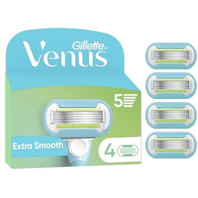 Gillette Venus Lubrastrip Lot de 4 lames de rasoir extra lisses pour femme avec une touche d'huiles d'avocat pour protéger contre les irritations du rasage Gillette Venus Lubrastrip Lot de 4 lames de rasoir extra lisses pour femme avec une touche d'huiles d'avocat pour protéger contre les irritations du rasage