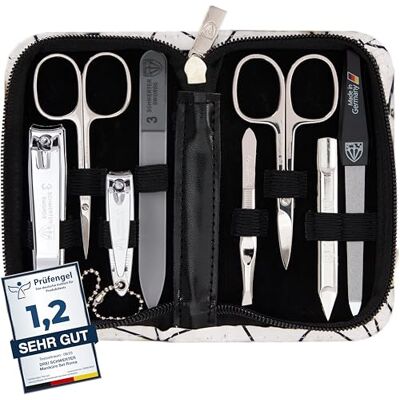 Drei Schwerter Kit de manucure « Roma » – Étui à ongles avec 8 instruments : ciseaux à ongles, ciseaux à cuticules, coupe-ongles pied/doigts, cure-ongles, pince à épiler, lime à ongles en verre, Drei Schwerter Kit de manucure « Roma » – Étui à ongles avec 8 instruments : ciseaux à ongles, ciseaux à cuticules, coupe-ongles pied/doigts, cure-ongles, pince à épiler, lime à ongles en verre,