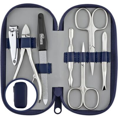 marQus Set de manucure pour hommes et femmes 7 pièces avec pince à ongles Solingen Made in Germany pour les soins des mains et des pieds Etui en cuir véritable maniable et doux marQus Set de manucure pour hommes et femmes 7 pièces avec pince à ongles Solingen Made in Germany pour les soins des mains et des pieds Etui en cuir véritable maniable et doux