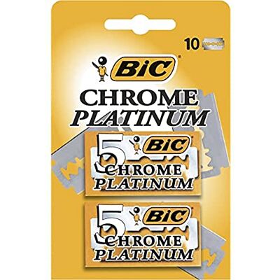 BIC Chrome Platinum 10 Lames Double Tranchant De Rasoir Classique BIC Chrome Platinum 10 Lames Double Tranchant De Rasoir Classique