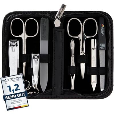 Drei Schwerter Kit de manucure « Roma » de 8 pièces Kit de soin des ongles de haute qualité à l'aspect autruche étui en cuir synthétique Contenu : ensemble de ciseaux à ongles, coupe-pieds et Drei Schwerter Kit de manucure « Roma » de 8 pièces Kit de soin des ongles de haute qualité à l'aspect autruche étui en cuir synthétique Contenu : ensemble de ciseaux à ongles, coupe-pieds et
