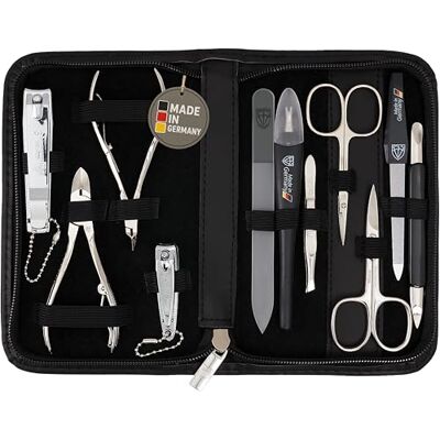 Drei Schwerter Germany Spezia Kit de manucure 11 pièces avec étui en cuir véritable noir Contenu : ciseaux à cuticules, ciseaux à ongles, pince à ongles, coupe-ongles, pince à cuticules, pince à Drei Schwerter Germany Spezia Kit de manucure 11 pièces avec étui en cuir véritable noir Contenu : ciseaux à cuticules, ciseaux à ongles, pince à ongles, coupe-ongles, pince à cuticules, pince à