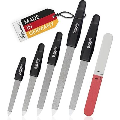 marQus Saphir Nail File Set Lot de 6 limes de haute qualité de Solingen, côté grossier et côté fin, 9 à 17,6 cm de long Limes saphir professionnelles avec lime de polissage fabriquées en Allemagne marQus Saphir Nail File Set Lot de 6 limes de haute qualité de Solingen, côté grossier et côté fin, 9 à 17,6 cm de long Limes saphir professionnelles avec lime de polissage fabriquées en Allemagne