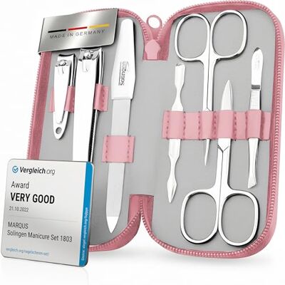 marQus Set de manucure Solingen Vainqueur du comparatif avec un excellent rapport qualité/prix Etui en cuir véritable maniable et souple Set de manucure 7 pièces pour femmes et hommes marQus Set de manucure Solingen Vainqueur du comparatif avec un excellent rapport qualité/prix Etui en cuir véritable maniable et souple Set de manucure 7 pièces pour femmes et hommes