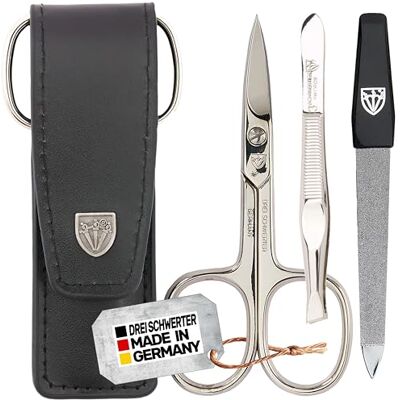 Drei Schwerter Kit de manucure et pédicure 3 pièces « Venezia » Étui à ongles en cuir véritable de haute qualité, couleur : noir. Fabriqué en Allemagne Contenu : ciseaux à ongles, pince à Drei Schwerter Kit de manucure et pédicure 3 pièces « Venezia » Étui à ongles en cuir véritable de haute qualité, couleur : noir. Fabriqué en Allemagne Contenu : ciseaux à ongles, pince à