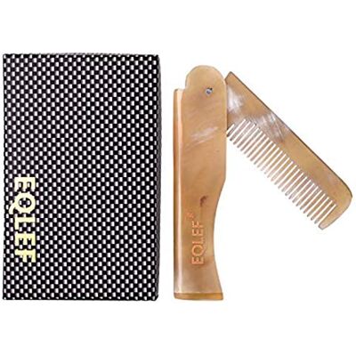 EQLEF Peigne en Corne Yak Pliable Élégant Pochette Yack Corne Peigne de Poche Pliant pour Homme et Femme Cheveux Longs et Courts -1 Pièce EQLEF Peigne en Corne Yak Pliable Élégant Pochette Yack Corne Peigne de Poche Pliant pour Homme et Femme Cheveux Longs et Courts -1 Pièce