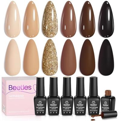 beetles Gel Polish Beetles Lot de 6 vernis à ongles gel Paillettes dorées, chocolats, marron, neutre, beige, kaki, automne, châtaignes torréfiées Cadeau pour femme beetles Gel Polish Beetles Lot de 6 vernis à ongles gel Paillettes dorées, chocolats, marron, neutre, beige, kaki, automne, châtaignes torréfiées Cadeau pour femme