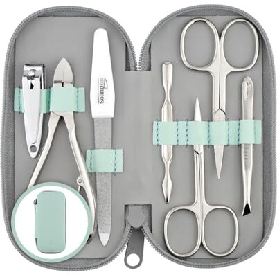marQus Set de manucure pour hommes et femmes 7 pièces avec pince à ongles Solingen Made in Germany pour les soins des mains et des pieds Etui en cuir véritable maniable et doux marQus Set de manucure pour hommes et femmes 7 pièces avec pince à ongles Solingen Made in Germany pour les soins des mains et des pieds Etui en cuir véritable maniable et doux