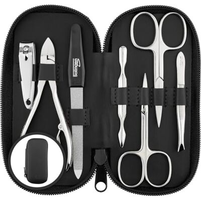 marQus Set de manucure pour hommes et femmes 7 pièces avec pince à ongles Solingen Made in Germany pour les soins des mains et des pieds Etui en cuir véritable maniable et doux marQus Set de manucure pour hommes et femmes 7 pièces avec pince à ongles Solingen Made in Germany pour les soins des mains et des pieds Etui en cuir véritable maniable et doux