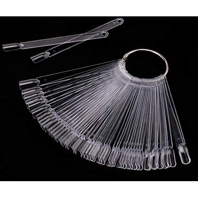 AIEX 50 Pièces Transparents Bâtonnets d'Échantillons d'Ongles avec Anneau, Bâtons d'Affichage de Conseils d'Art d'Ongle en Forme d'Éventail, Bâtonnets d'Échantillons de Faux Ongles AIEX 50 Pièces Transparents Bâtonnets d'Échantillons d'Ongles avec Anneau, Bâtons d'Affichage de Conseils d'Art d'Ongle en Forme d'Éventail, Bâtonnets d'Échantillons de Faux Ongles