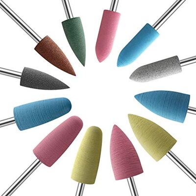 KADS Lot de 12 forets à ongles rotatifs en silicone pour nail art et manucure Nettoyage des cuticules KADS Lot de 12 forets à ongles rotatifs en silicone pour nail art et manucure Nettoyage des cuticules