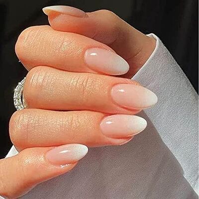 Prosy Lot de 24 faux ongles en forme d'amande Nude brillant Couverture complète En acrylique Pour femmes et filles Prosy Lot de 24 faux ongles en forme d'amande Nude brillant Couverture complète En acrylique Pour femmes et filles