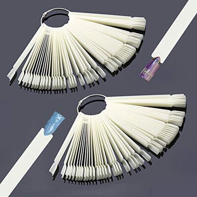 Hedmedum Lot de 100 bâtons de présentation de faux ongles en gel avec anneau fendu en métal Outils d'entraînement (blanc) Hedmedum Lot de 100 bâtons de présentation de faux ongles en gel avec anneau fendu en métal Outils d'entraînement (blanc)
