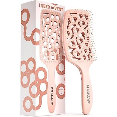 FRAMAR Professionele Natte Haarborstel Geventileerde Haarborstel voor Vrouwen, Gebogen Ontklitborstel, Föhnborstel, pour femme à poils doux (Vent-Champagne) FRAMAR Professionele Natte Haarborstel Geventileerde Haarborstel voor Vrouwen, Gebogen Ontklitborstel, Föhnborstel, pour femme à poils doux (Vent-Champagne)