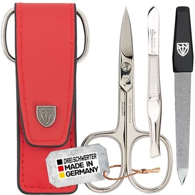 Drei Schwerter Kit de manucure et pédicure 3 pièces « Venezia » Étui à ongles en cuir véritable de haute qualité, couleur rouge. Fabriqué en Allemagne Contenu : ciseaux à ongles, pince à épiler, Drei Schwerter Kit de manucure et pédicure 3 pièces « Venezia » Étui à ongles en cuir véritable de haute qualité, couleur rouge. Fabriqué en Allemagne Contenu : ciseaux à ongles, pince à épiler,