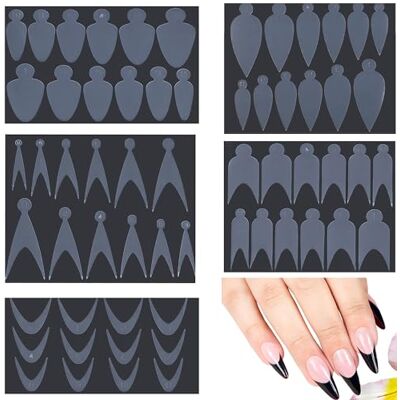 QIUMING Lot de 60 autocollants French Nail Double forme d'ongles Extension d'ongles Ongles en gel Double formes Autocollants pour ongles DIY Transparent QIUMING Lot de 60 autocollants French Nail Double forme d'ongles Extension d'ongles Ongles en gel Double formes Autocollants pour ongles DIY Transparent
