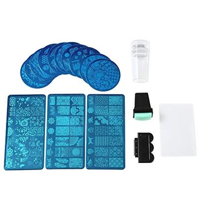 Nikou Plaques d'estampage Kit d'assiettes embouti Nail Art Kit professionnel de fleurs en forêt Plaques d'image emboutisseur Nail Art Stamper Scraper Ensembles Outils plaque nail art Nikou Plaques d'estampage Kit d'assiettes embouti Nail Art Kit professionnel de fleurs en forêt Plaques d'image emboutisseur Nail Art Stamper Scraper Ensembles Outils plaque nail art