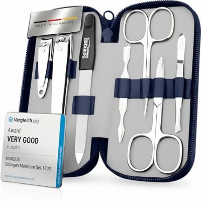 marQus Set de manucure Solingen Vainqueur du comparatif avec un excellent rapport qualité/prix Etui en cuir véritable maniable et souple Set de manucure 7 pièces pour femmes et hommes marQus Set de manucure Solingen Vainqueur du comparatif avec un excellent rapport qualité/prix Etui en cuir véritable maniable et souple Set de manucure 7 pièces pour femmes et hommes