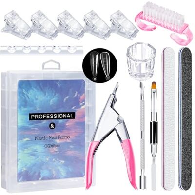 Ferizzia 120 Pièces Faux Popit Ongle Kit, 12 Taille Extensions d'Ongles Conseils, avec Clips et Limes, pour Poly Gel Quick Building Kit, Nail Art, Femme, Fille Ferizzia 120 Pièces Faux Popit Ongle Kit, 12 Taille Extensions d'Ongles Conseils, avec Clips et Limes, pour Poly Gel Quick Building Kit, Nail Art, Femme, Fille