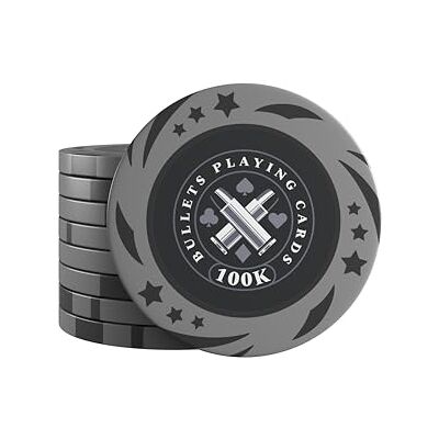 Bullets Playing Cards Cartes de jeu , 25 x jetons de poker en plastique Janice pour jeu de poker, valeur 100000, 4 cm de diamètre, poids 12 g Bullets Playing Cards Cartes de jeu , 25 x jetons de poker en plastique Janice pour jeu de poker, valeur 100000, 4 cm de diamètre, poids 12 g