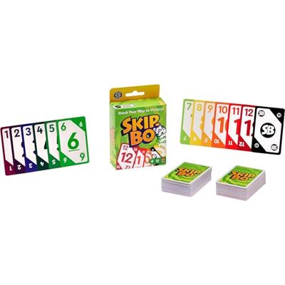 Mattel Games Skip-Bo, jeu de cartes pour enfants, adultes, soirées jeux en famille, cartes accessibles aux joueurs daltoniens, de 2 à 6 joueurs à partir de 7 ans, JMM20 Mattel Games Skip-Bo, jeu de cartes pour enfants, adultes, soirées jeux en famille, cartes accessibles aux joueurs daltoniens, de 2 à 6 joueurs à partir de 7 ans, JMM20