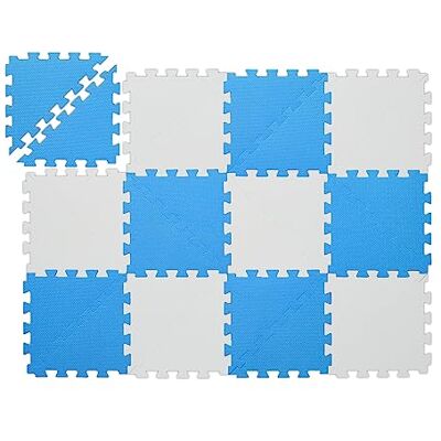 Relaxdays Tapis puzzle pour enfants motif triangles, sol en caoutchouc EVA, 12 pièces, non toxique, 114 x 86 cm, bleu ciel et blanc, caoutchouc, 1 x 30 x 30 cm Relaxdays Tapis puzzle pour enfants motif triangles, sol en caoutchouc EVA, 12 pièces, non toxique, 114 x 86 cm, bleu ciel et blanc, caoutchouc, 1 x 30 x 30 cm
