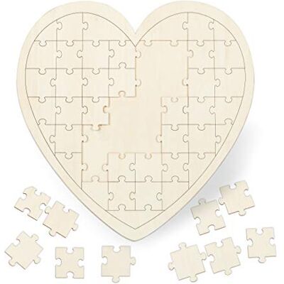 Relaxdays Puzzle coeur XXL, livres invités mariage, baptêmes et anniversaires, 49 morceaux, bois, LxP 45x45cm, nature Relaxdays Puzzle coeur XXL, livres invités mariage, baptêmes et anniversaires, 49 morceaux, bois, LxP 45x45cm, nature
