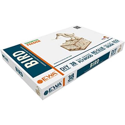 ART Oiseau 3D mécanique en Bois-Puzzle pour Adultes et Adolescents-Assemblage sans colle-38 pièces, Bird, Naturel ART Oiseau 3D mécanique en Bois-Puzzle pour Adultes et Adolescents-Assemblage sans colle-38 pièces, Bird, Naturel