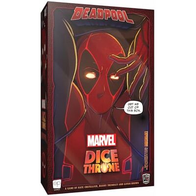 USAopoly Marvel Dice Throne Deadpool Deluxe Jeu de dés et de cartes À partir de 14 ans 2 à 6 joueurs Temps de jeu de 30 minutes USAopoly Marvel Dice Throne Deadpool Deluxe Jeu de dés et de cartes À partir de 14 ans 2 à 6 joueurs Temps de jeu de 30 minutes