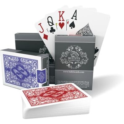 Bullets Playing Cards , Deux Jeux de 54 Cartes Poker avec Index Jumbo, Cartes Imperméables et Résistantes, Texas Hold'em Poker Bullets Playing Cards , Deux Jeux de 54 Cartes Poker avec Index Jumbo, Cartes Imperméables et Résistantes, Texas Hold'em Poker