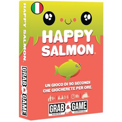 Asmodee Happy Salmon Grab & Game (version de poche), jeu de table, par les créateurs d'exploding Kittens, 6 ans, 3-8 joueurs, édition en italien Asmodee Happy Salmon Grab & Game (version de poche), jeu de table, par les créateurs d'exploding Kittens, 6 ans, 3-8 joueurs, édition en italien