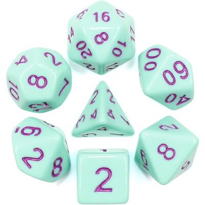 Rio Lot de 7 dés multiformat – 16mm- Rose Menthe Rio Lot de 7 dés multiformat – 16mm- Rose Menthe
